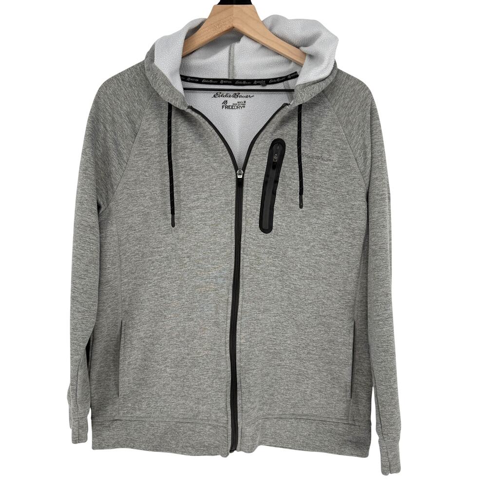 Eddie Bauer Mens Gorpcore Cabincore FreeDry Full Zip Hooded Jacket Gray Medium